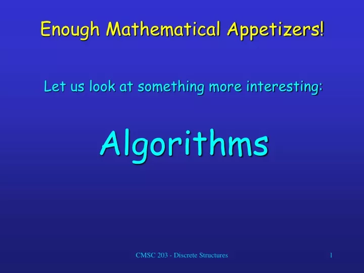 enough mathematical appetizers