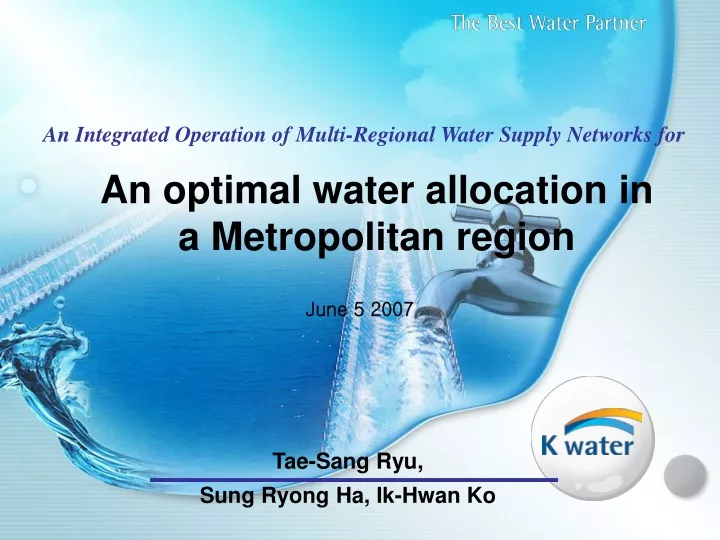 an optimal water allocation in a metropolitan region
