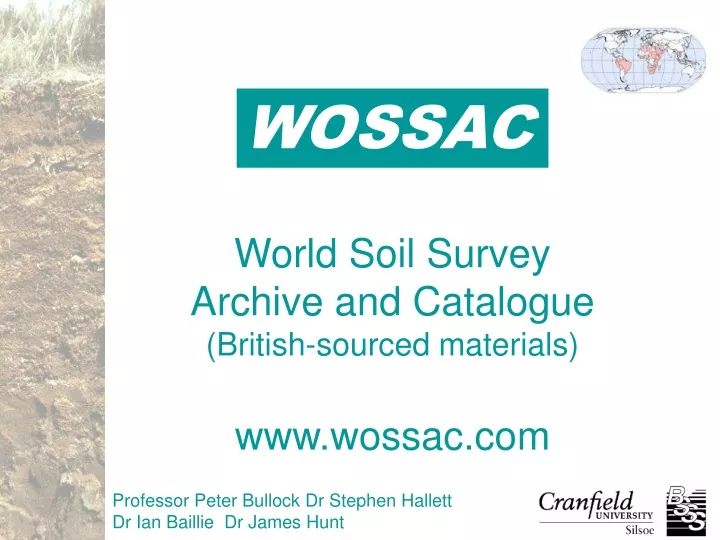world soil survey archive and catalogue british sourced materials www wossac com