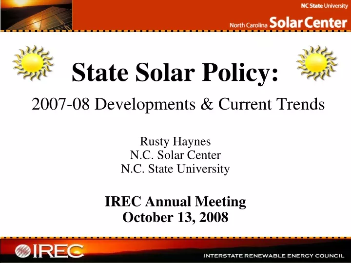 state solar policy 2007 08 developments current trends