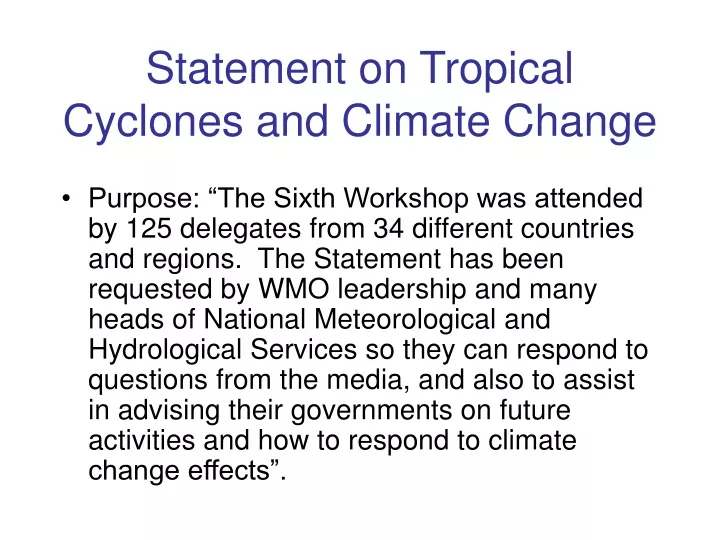 statement on tropical cyclones and climate change