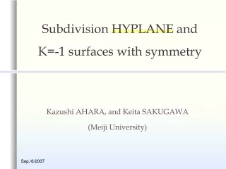 Subdivision HYPLANE and K=-1 surfaces with symmetry