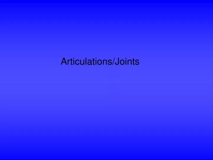 articulations joints