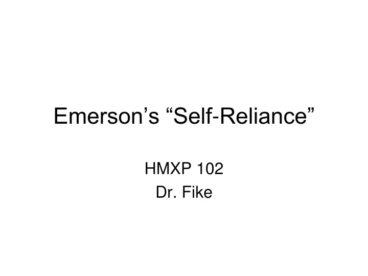 emerson s self reliance