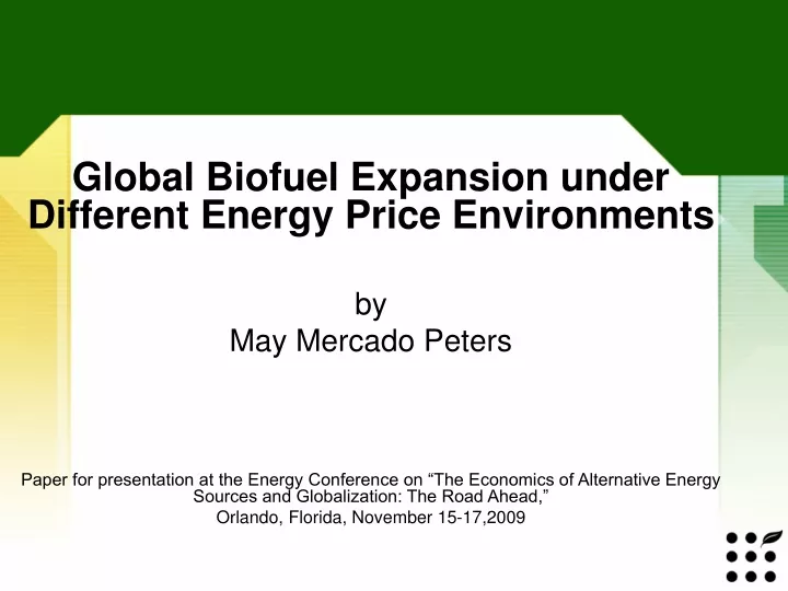 global biofuel expansion under different energy