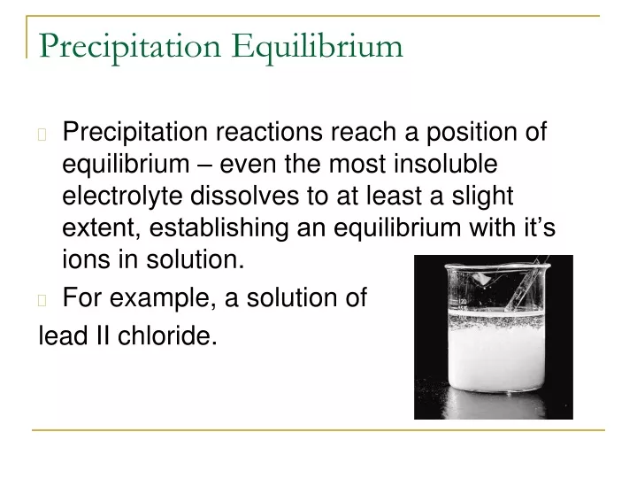 precipitation equilibrium