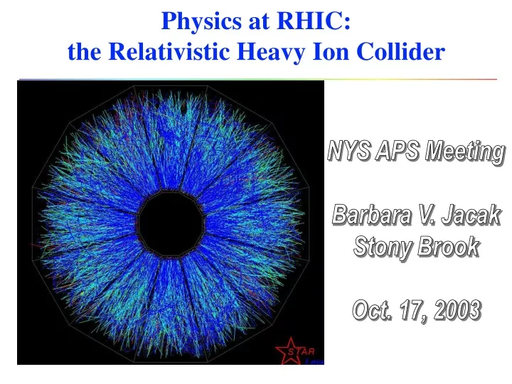 physics at rhic the relativistic heavy ion collider