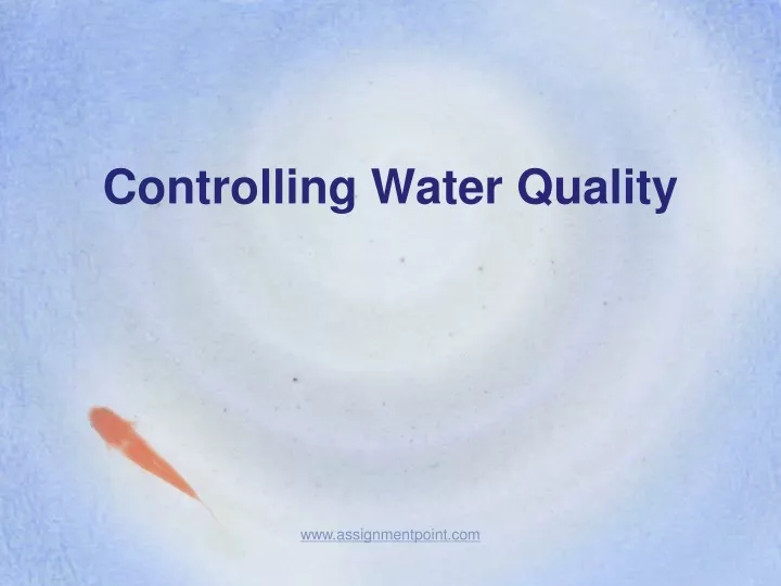 controlling water quality