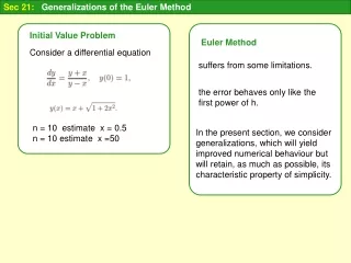Sec 21:  Generalizations of the Euler Method