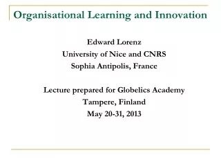 Organisational Learning and Innovation