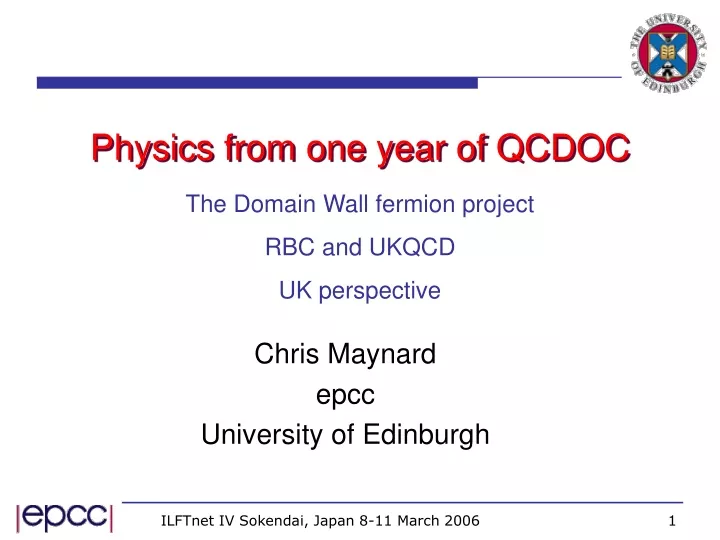physics from one year of qcdoc
