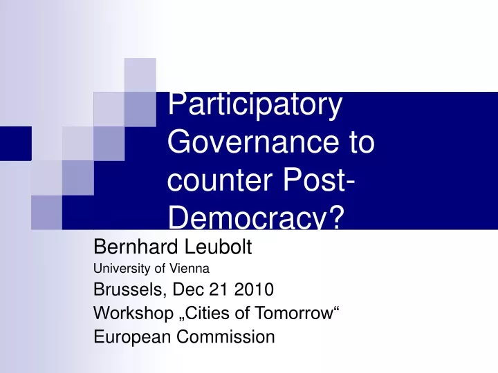 participatory governance to counter post democracy