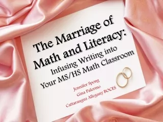 The Marriage of  Math and Literacy: Infusing Writing into  Your MS/HS Math Classroom