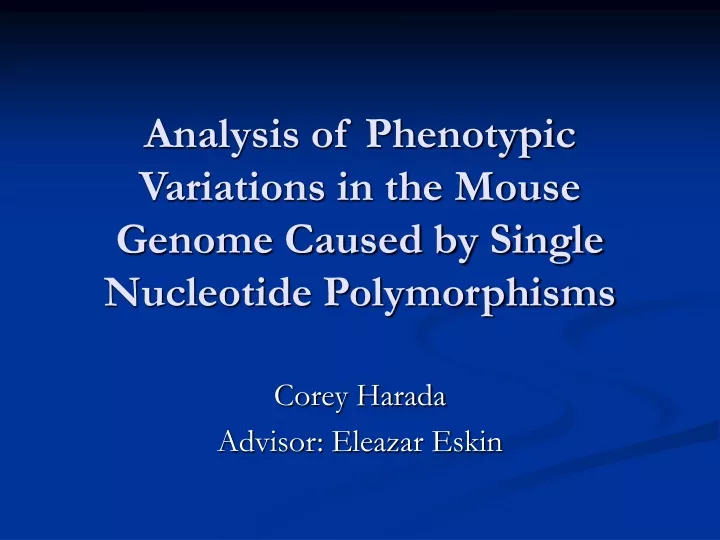analysis of phenotypic variations in the mouse genome caused by single nucleotide polymorphisms