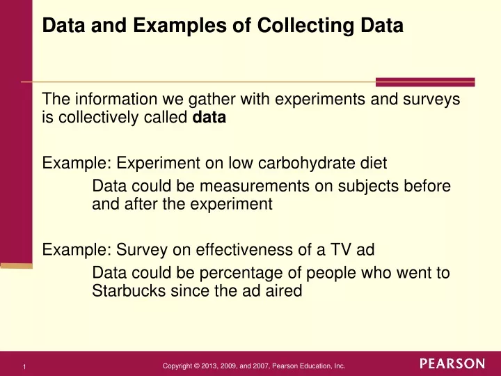 data and examples of collecting data