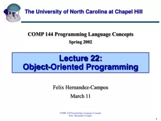 Lecture 22:  Object-Oriented Programming