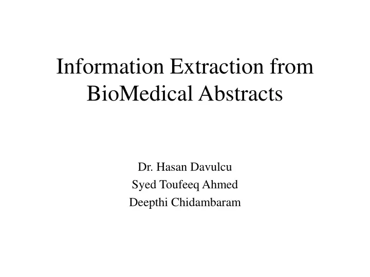 information extraction from biomedical abstracts
