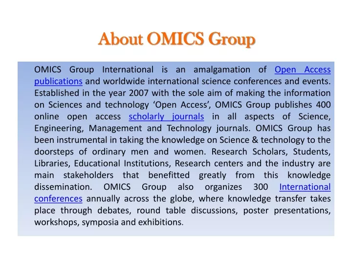 about omics group