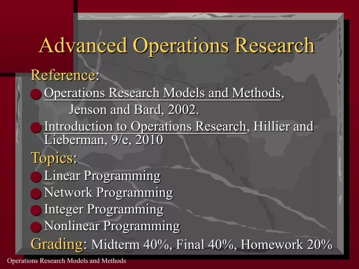 advanced operations research