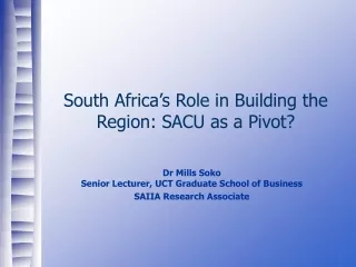South Africa’s Role in Building the Region: SACU as a Pivot?