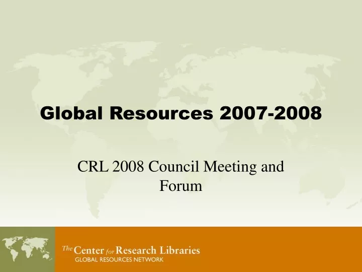 global resources 2007 2008