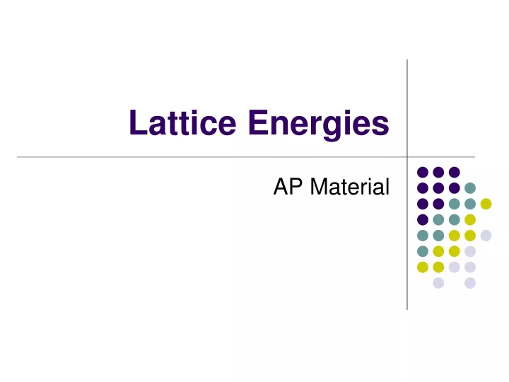 lattice energies