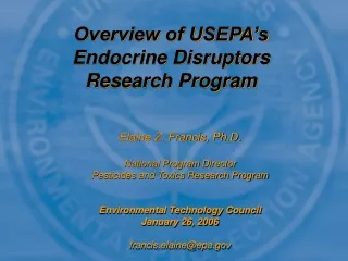 Overview of USEPA’s Endocrine Disruptors Research Program