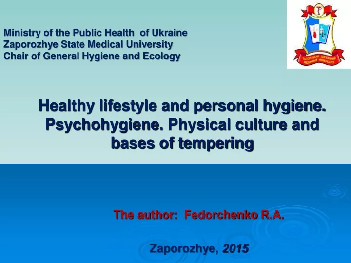 healthy lifestyle and personal hygiene psychohygiene physical culture and bases of tempering