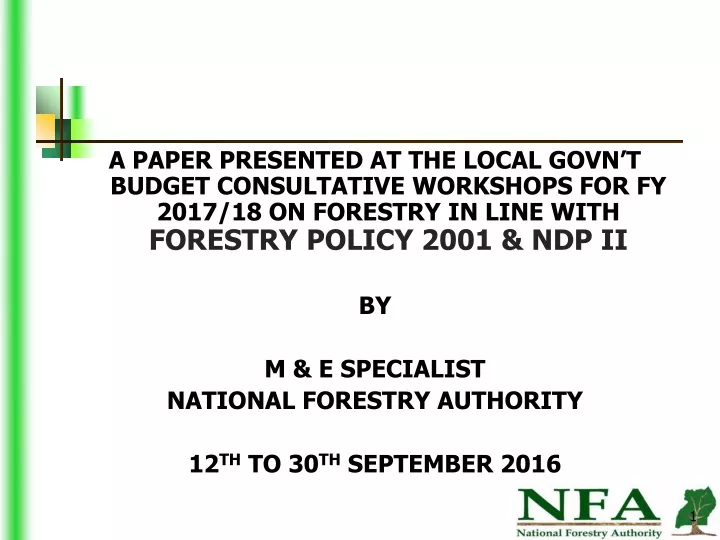 a paper presented at the local govn t budget