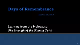 Days of Remembrance April 23-30, 2017