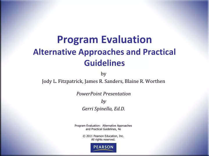 program evaluation alternative approaches and practical guidelines