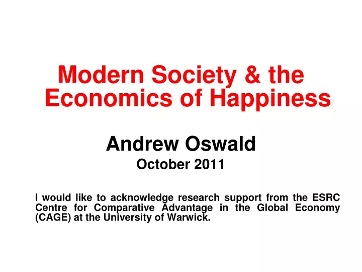 modern society the economics of happiness andrew