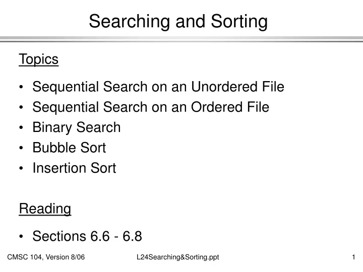 searching and sorting