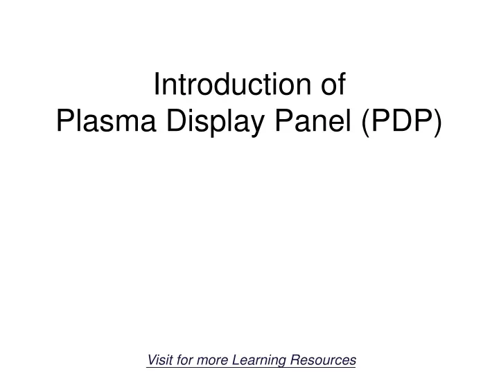 introduction of plasma display panel pdp