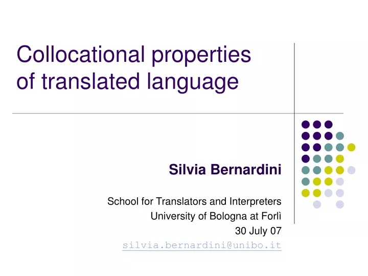 collocational properties of translated language