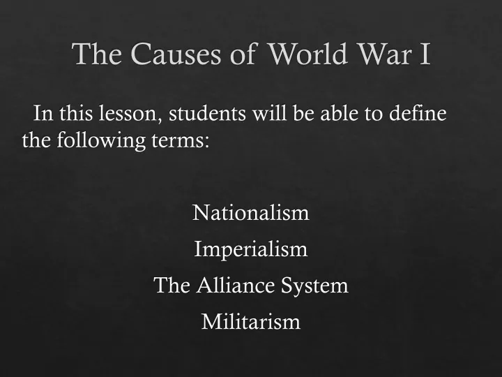 the causes of world war i