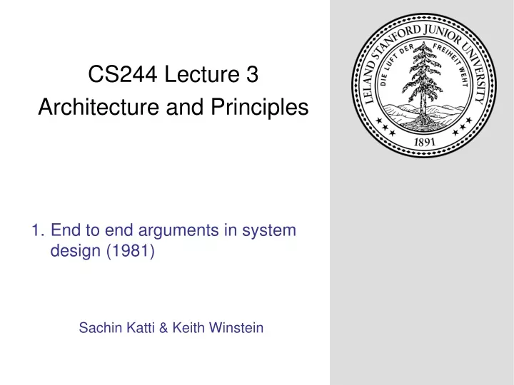 cs244 lecture 3 architecture and principles