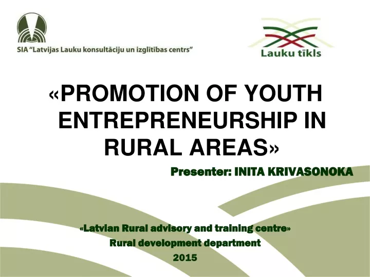 promotion of youth entrepreneurship in rural area
