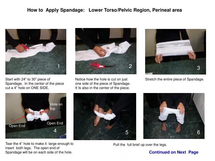 how to apply spandage lower torso pelvic region
