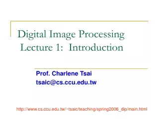 Digital Image Processing  Lecture 1:  Introduction