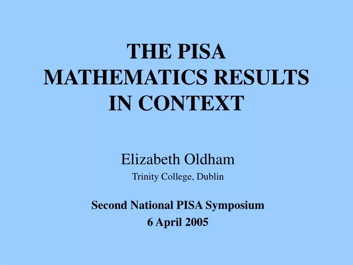 the pisa mathematics results in context