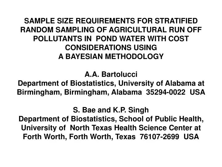 sample size requirements for stratified random