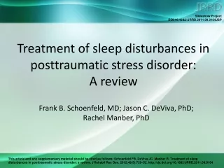Treatment of sleep disturbances in posttraumatic stress disorder:  A review