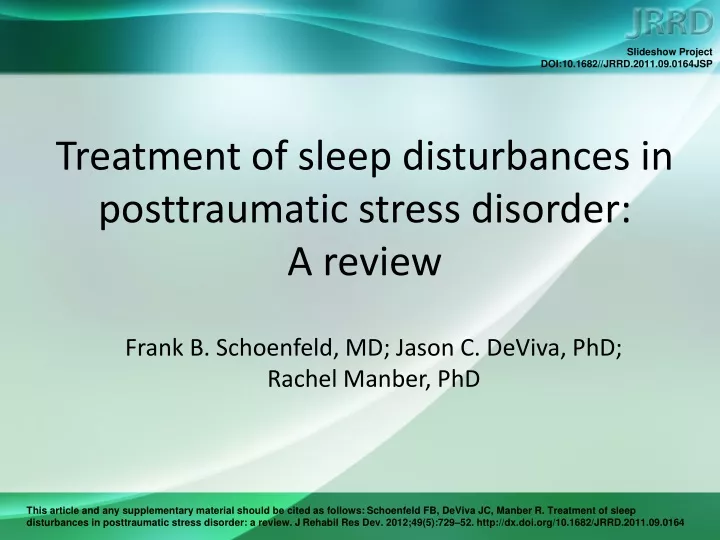 treatment of sleep disturbances in posttraumatic stress disorder a review