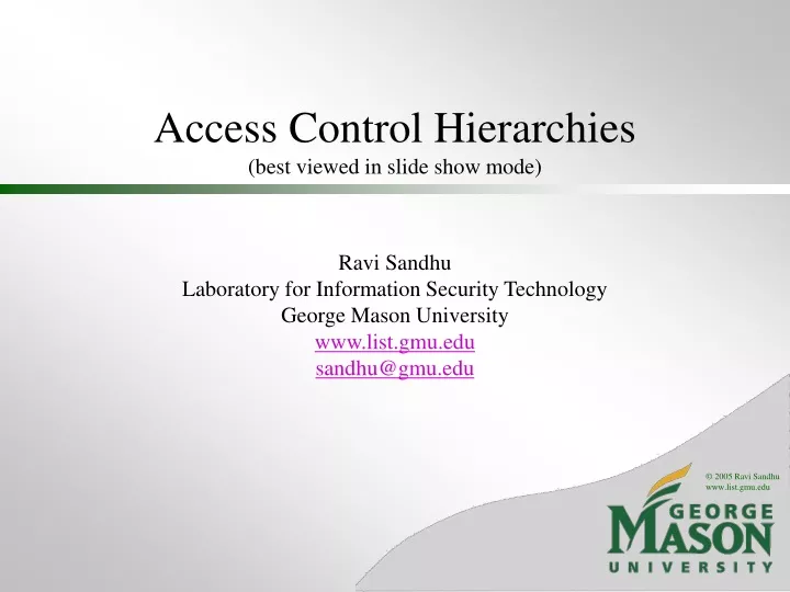 access control hierarchies best viewed in slide show mode