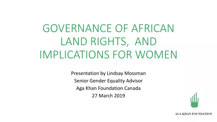 governance of african land rights and implications for women