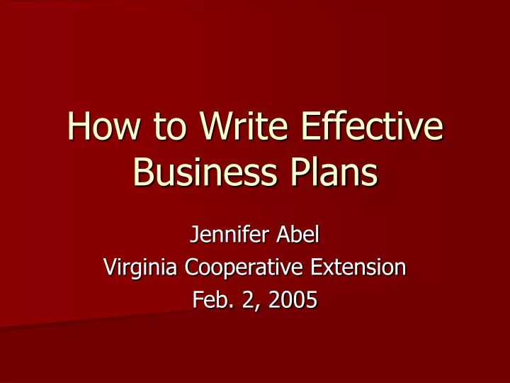 how to write effective business plans