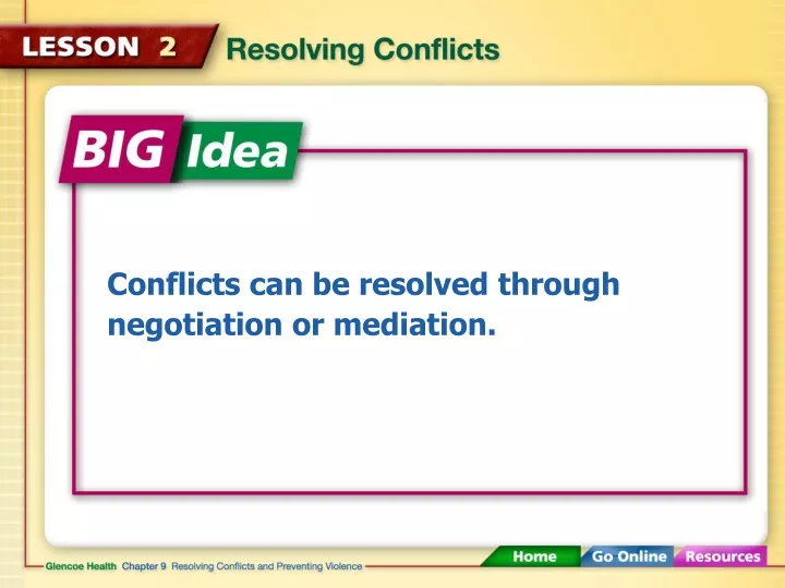 conflicts can be resolved through negotiation