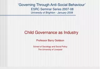 Child Governance as Industry