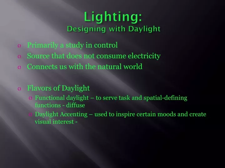 lighting designing with daylight